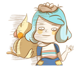 Bird eggs girl with bird sticker #9046490