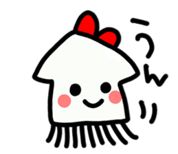 Ika-chan wearing a red ribbon sticker #9096504