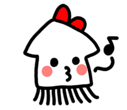 Ika-chan wearing a red ribbon sticker #9096508