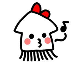 Ika-chan wearing a red ribbon sticker #9096508