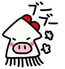 Ika-chan wearing a red ribbon sticker #9096515