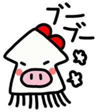 Ika-chan wearing a red ribbon sticker #9096515