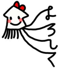 Ika-chan wearing a red ribbon sticker #9096543