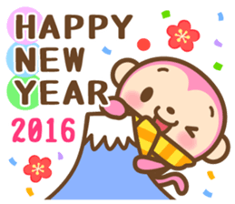 HAPPY NEW YEAR 2016 Pink Monkey sticker #9113450