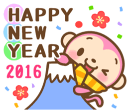 HAPPY NEW YEAR 2016 Pink Monkey sticker #9113450