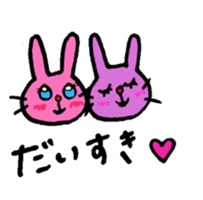 So cute girl and rabbit sticker #9139211