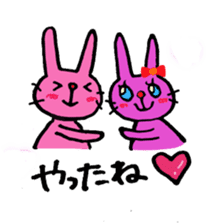 So cute girl and rabbit sticker #9139229