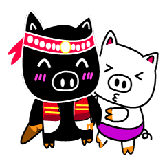 Black and white pig