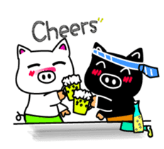 Black and white pig sticker #9153424