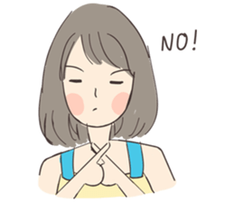 April : A girl short hair sticker #9157597