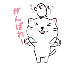 White cat's and Java sparrow,2 sticker #9162154
