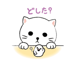 White cat's and Java sparrow,2 sticker #9162160