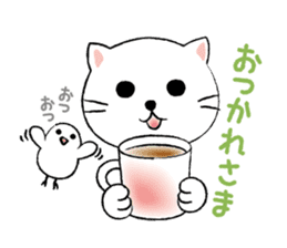 White cat's and Java sparrow,2 sticker #9162167