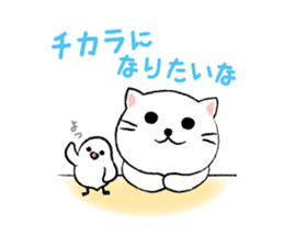 White cat's and Java sparrow,2 sticker #9162181