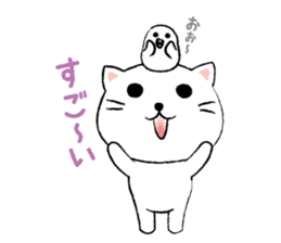 White cat's and Java sparrow,2 sticker #9162183