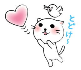 White cat's and Java sparrow,2 sticker #9162188