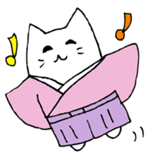 White cat samurai sticker #9165436