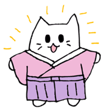 White cat samurai sticker #9165440