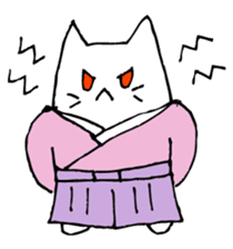 White cat samurai sticker #9165443