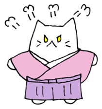White cat samurai sticker #9165446
