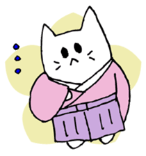 White cat samurai sticker #9165452