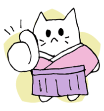 White cat samurai sticker #9165453