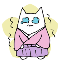 White cat samurai sticker #9165462
