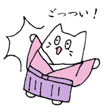 White cat samurai sticker #9165466