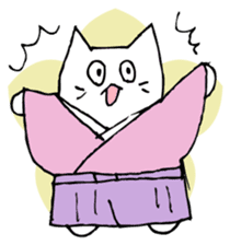 White cat samurai sticker #9165470