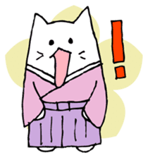 White cat samurai sticker #9165471