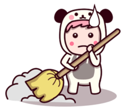 Panda cute suit sticker #9172740
