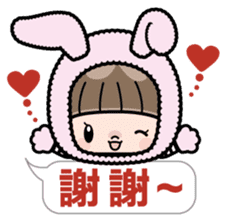 Cute girl with animal costumes 2 sticker #9218552