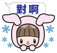 Cute girl with animal costumes 2 sticker #9218558