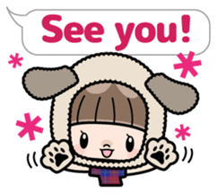 Cute girl with animal costumes 2 sticker #9218564