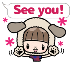 Cute girl with animal costumes 2 sticker #9218564