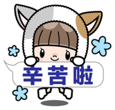 Cute girl with animal costumes 2 sticker #9218566