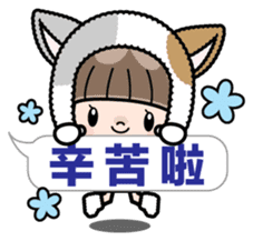 Cute girl with animal costumes 2 sticker #9218566