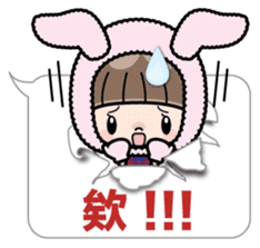 Cute girl with animal costumes 2 sticker #9218581