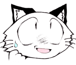 White cat comics style sticker #9220794