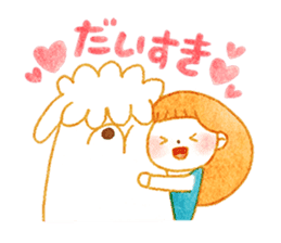 girl and old english sheepdog. sticker #9228330