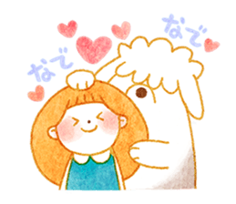 girl and old english sheepdog. sticker #9228333