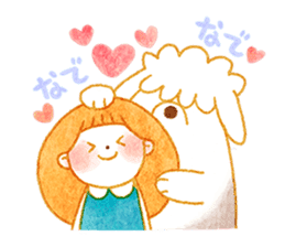 girl and old english sheepdog. sticker #9228333
