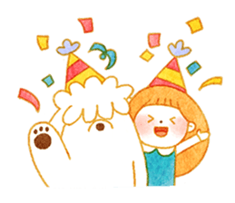 girl and old english sheepdog. sticker #9228335