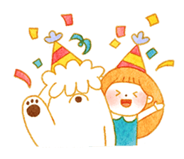 girl and old english sheepdog. sticker #9228335