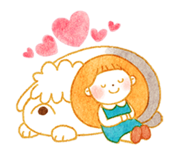 girl and old english sheepdog. sticker #9228336