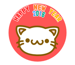 White cat and a Happy New Year 2016 sticker #9234623