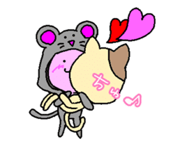 cat & mouse lovelove life sticker #9243307