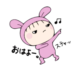 rabbit costume Mokomoko-minachan sticker #9243640