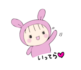 rabbit costume Mokomoko-minachan sticker #9243642