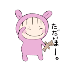 rabbit costume Mokomoko-minachan sticker #9243643